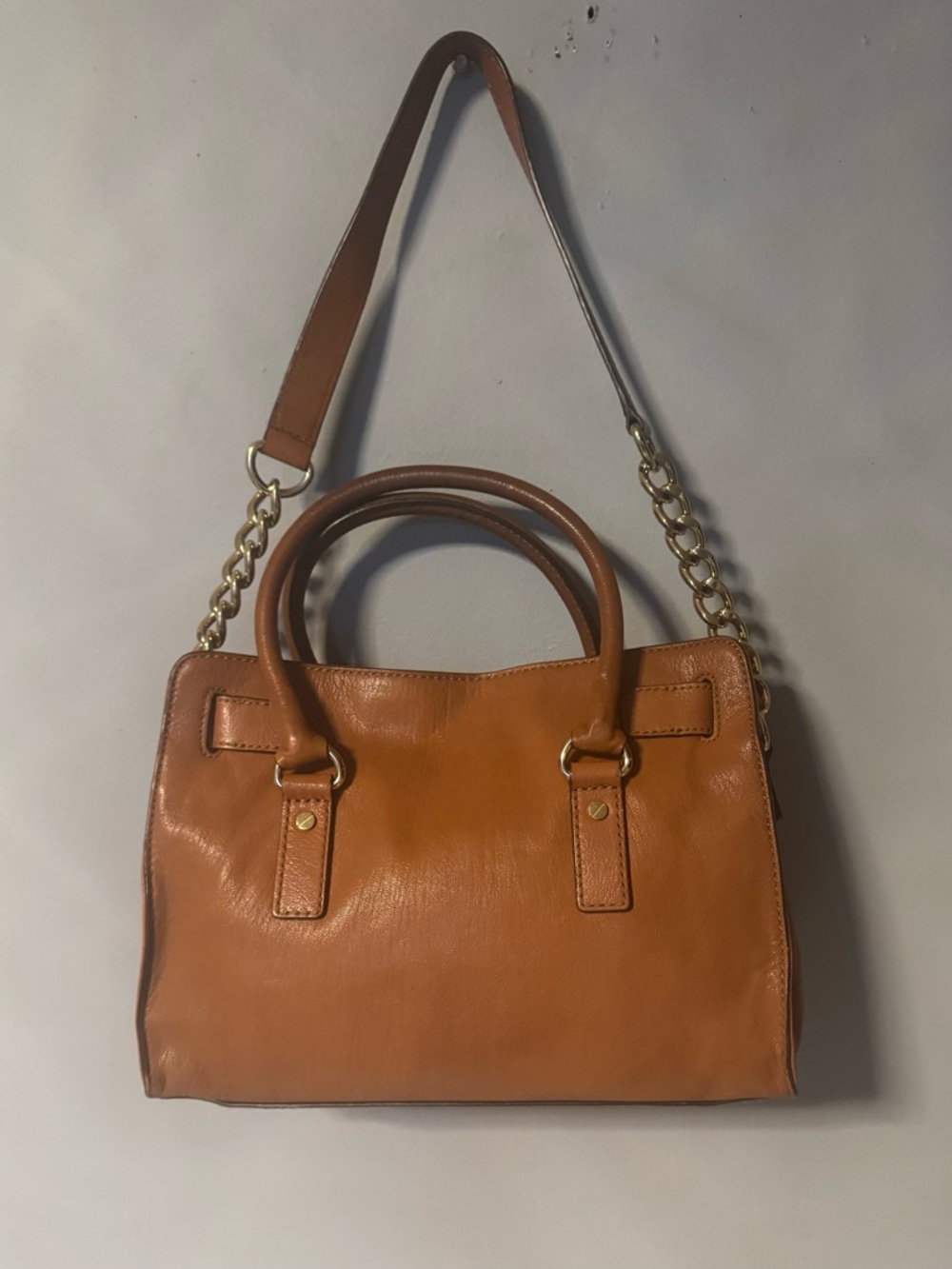 Michael Kors Cognac Leather Satchel with Gold Hardware - Picture 3 of 12